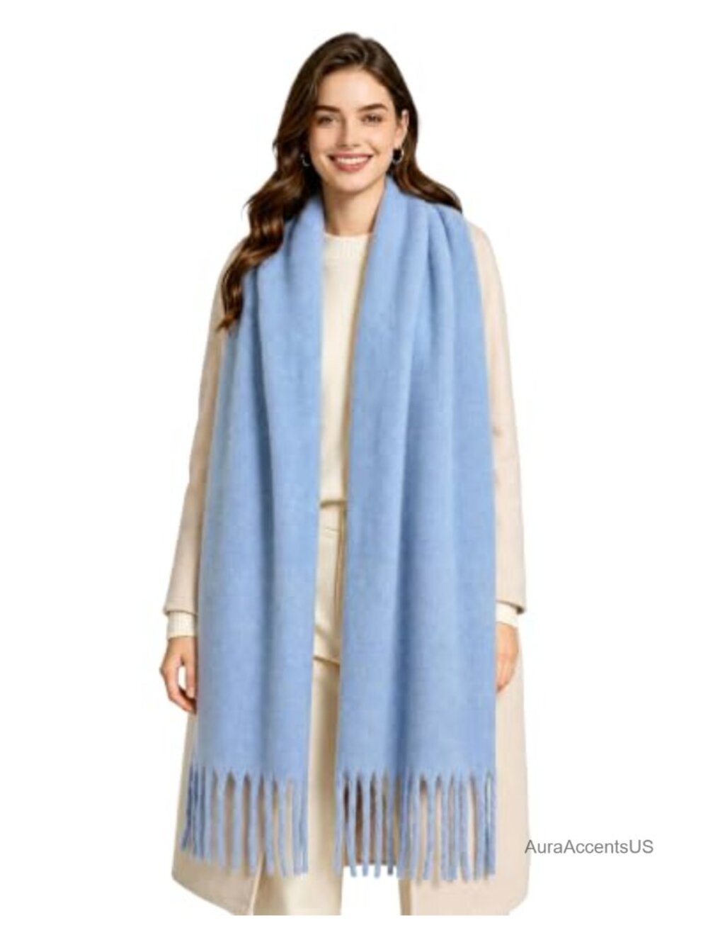 Womens Chunky Oversized Plaid Blanket Scarf Winter Warm Shawl